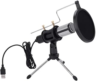 Condenser Microphone USB Computer Condenser Gaming Mic Plug & Play with Tripod Stand & Pop Filter for Windows Mac Desktop Laptop Podcasting, Recording, Gaming, Singing, and Conference