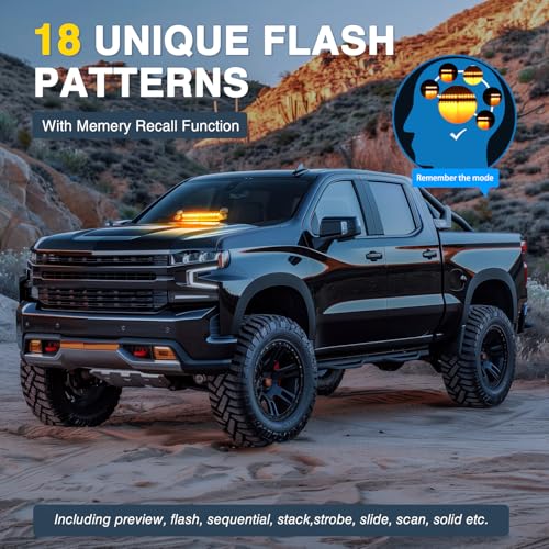 Image of Nilight 12LED Traffic Advisor Strobe Light Bar Amber Hazard Safety | Emergency Warning Dash Front /Rear Windshield Flashing Lights for Cars Trucks Police Firefighter Plow Construction Vehicles