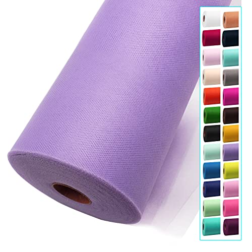 Image of Lavender Tulle Fabric Rolls 54 Inch by 40 Yards Tulle Bolt Spool for Wedding Decorations DIY Tutu Baby Shower Table Skirt Ceiling Decor Birthday Party Craft Supplies