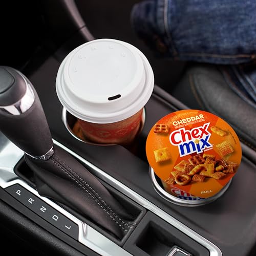 Image of Chex Mix Cheddar Snack Mix, Snack Cup, 2.5 oz | Individual Cup, Fits Car Cupholder, Corn & Wheat Chex, Pretzels, Cheese Crackers, 50% Less Fat than Regular Potato Chips