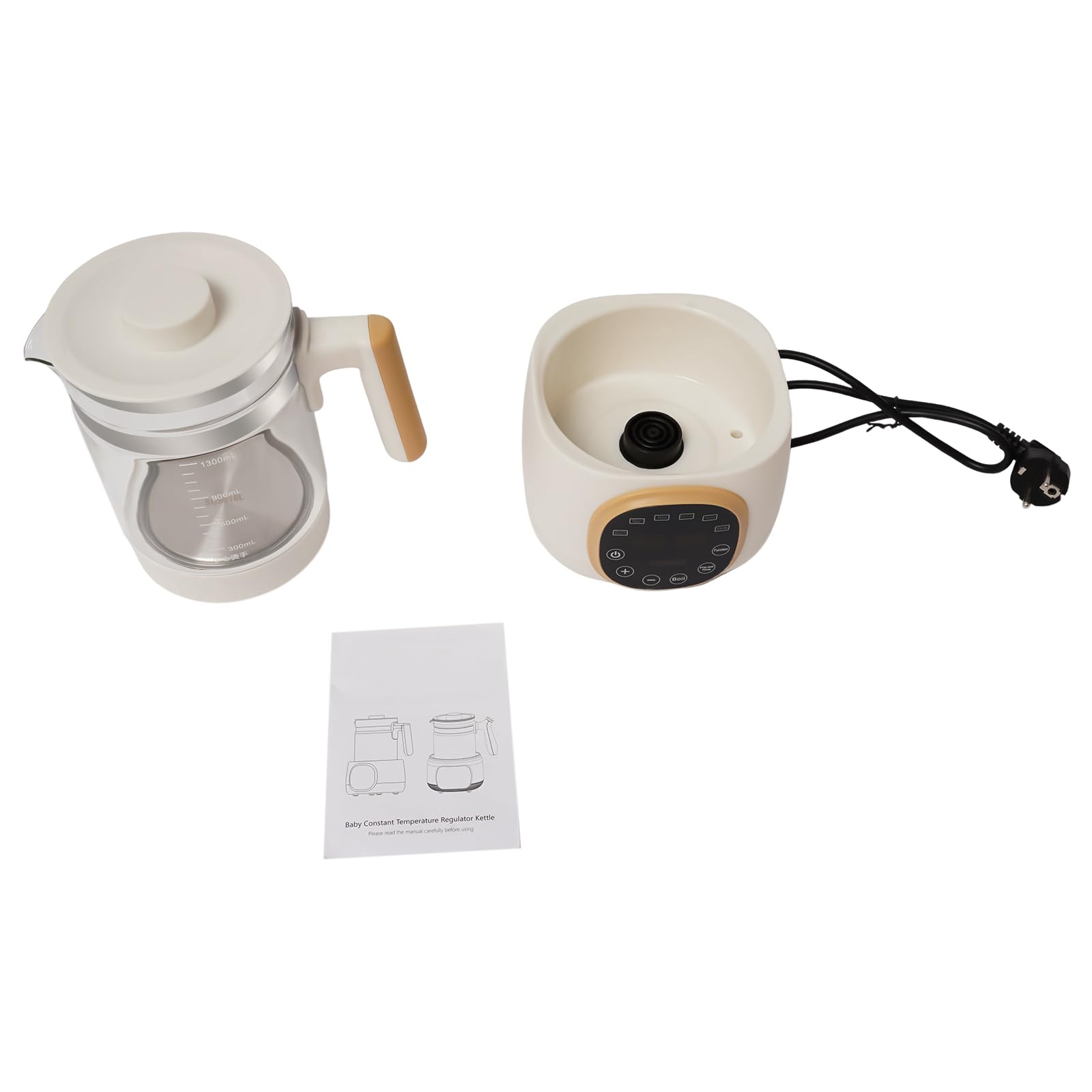 Calentador de biberones de 220 V con luz nocturna, acero inoxidable 304, 1,3 l con termostato de 72 horas, indicador de temperatura, para leche de bebé, alimentos complementarios, té y café, control