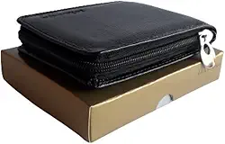 Carteira Masculina De Couro Ziper Porta cartão Documentos Notas Moedas