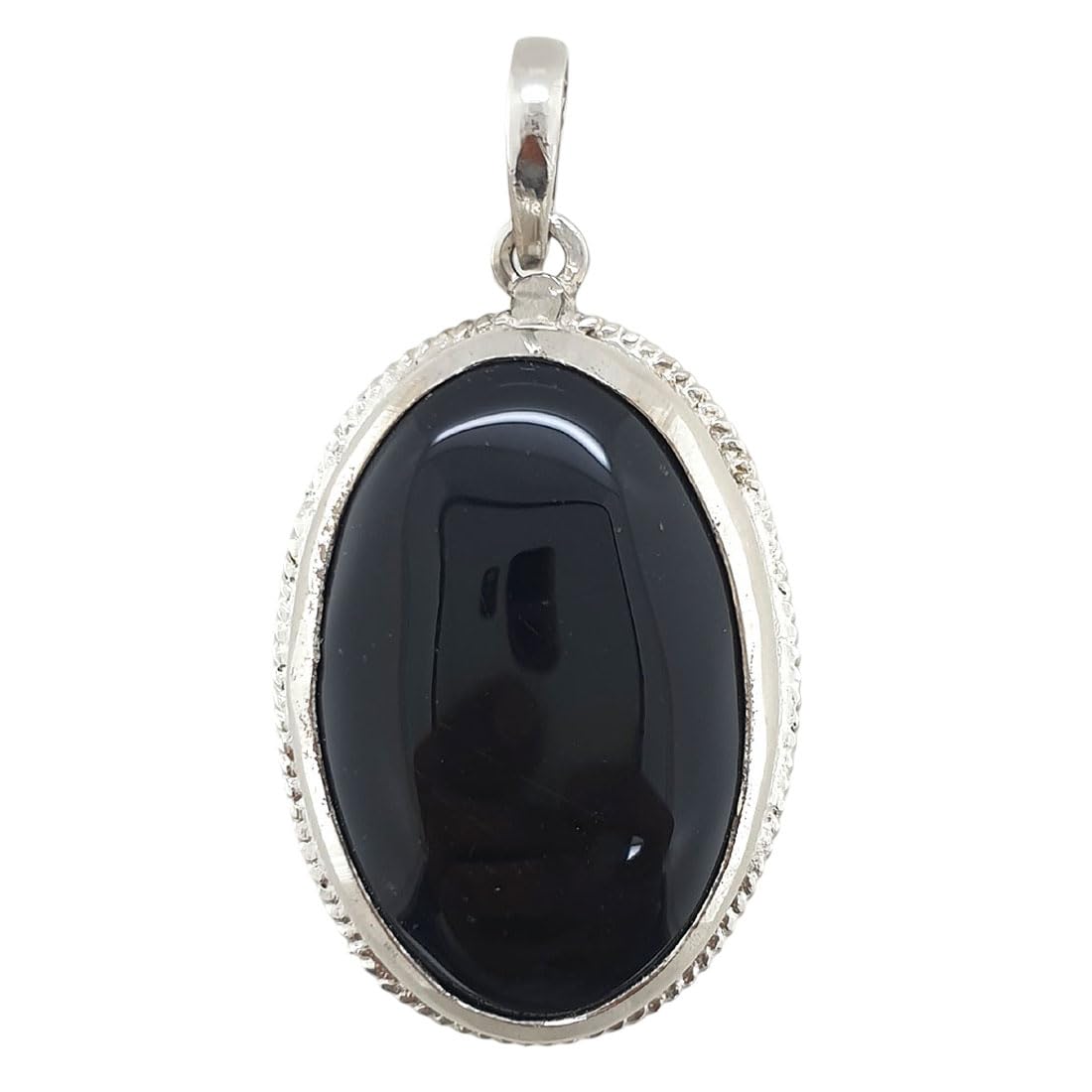 sahiba gems Pure 925 Silver 45 Carat Natural Rare Black Haqiq Agate (Hakik) Gemstone Pendant (Chandi Locket) For Boys Girls Men Women-picture-20