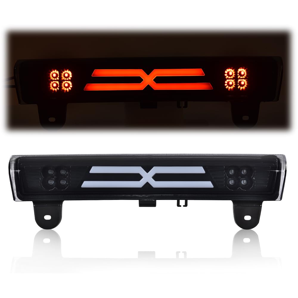 CHEDA Third Tail Brake Light Rear Stop Lamp LED Bar Compatible with 2000 2001 2002 2003 2004 2005 2006 Tahoe Yukon(Smoky lens Black Bottoms)
