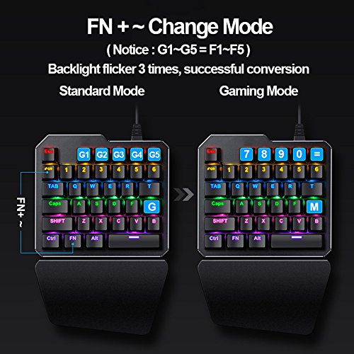 Einhand-Gaming-Tastatur von LexonElec mit mechanischen Tasten