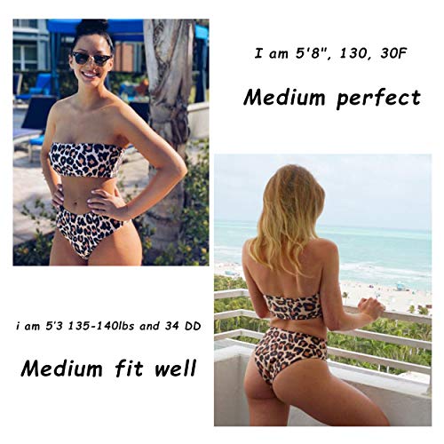 OMKAGI Women Bandeau Bikini Swimsuits Cheeky Off Shoulder Bathing Suit4