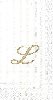 Ideal Home Range 3-Ply Paper Ivory Monogram, 16 Count Guest Towel Napkins Letter L