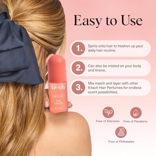 Image of Kitsch Hair Perfume for Women - Tart Cherry, 50mL | Clean, Deodorizing & Patented Odor-Eliminating Technology Hair Spray & Body Mist | Freshen Hair, Body & Pillows