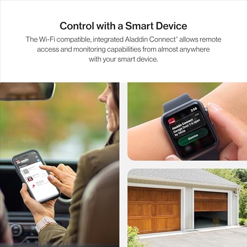 Image of Genie 6172H-O Wall Mount Smart Garage Door Opener with Aladdin Connect, Wall Mounted Compact Space Saving Opener | Ultra-Quiet, Compact Space Saving Design, Aladdin Connect Wi-Fi, Works with Alexa, Wireless Wall Console, Side Mount Opener