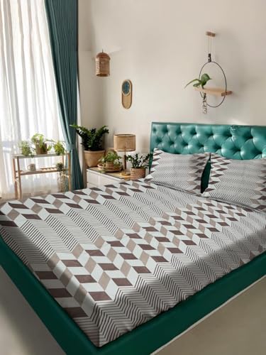 Image of ROSARAHOME 180 TC Microfiber Flat Queen Size Double Bed Bedsheet with 2 Pillow Cover| Bedsheet:240cmx225cm Pillow Covers:45cmx70cm,Abstract Light Brown