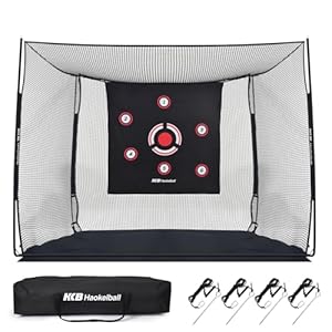 Haokelball Golf Hitting Cage,10x8x6ft Golf Practice Net with Target Cloth & Carry Bag, Heavy-Duty Golf Cage Net for Backyard, Indoor & Outdoor