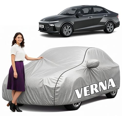 Image of 100% Waterproof Car Cover for Verna (All Models & Years) - Custom Fit with Mirror Pockets, Triple-Stitched, Soft Inner Lining, UV & Heat Resistant, Outdoor /Indoor Protection