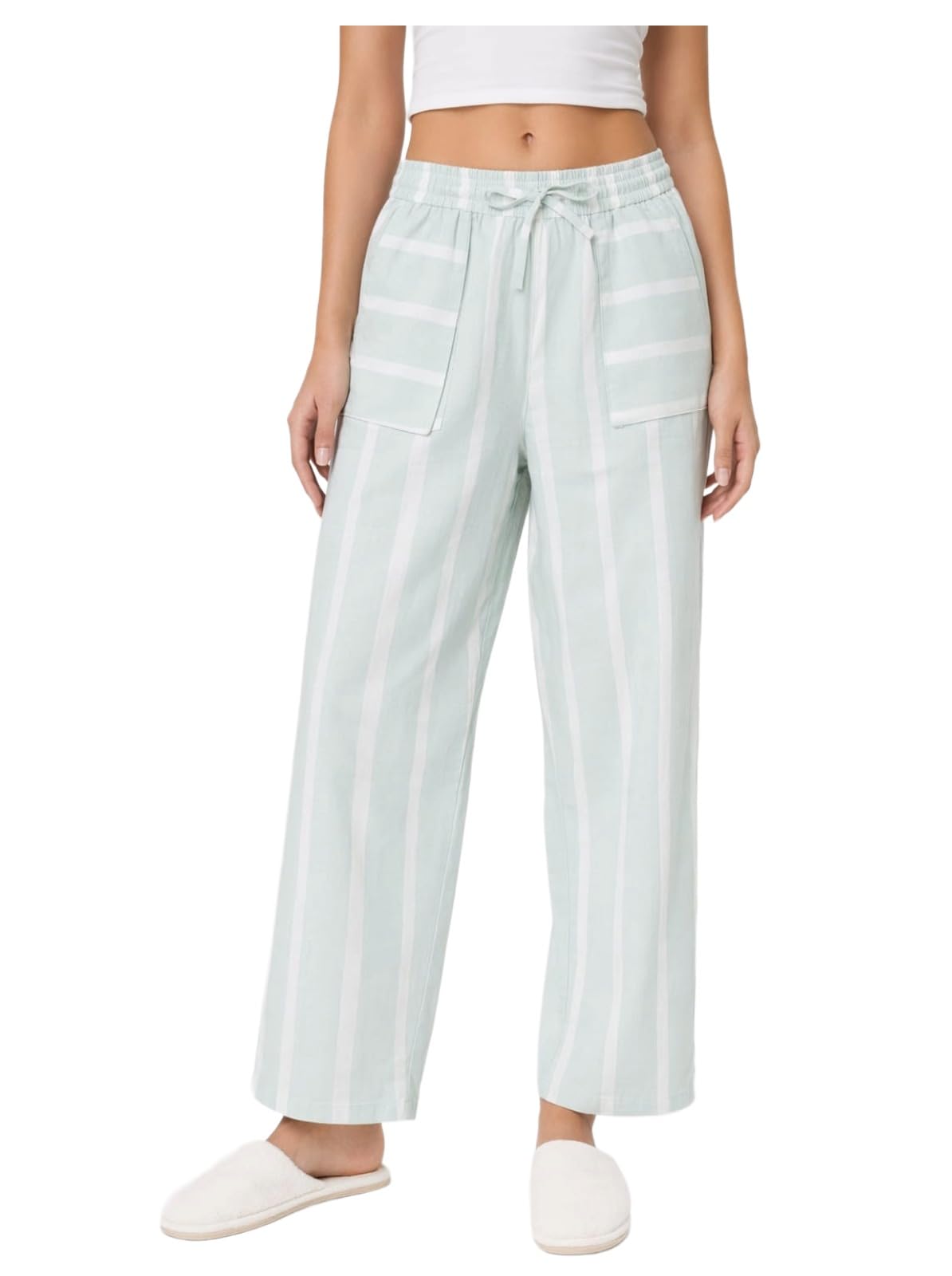 Women's 100% Pure Cotton Checked Pyjama Pants | Relaxed Fit Lounge & Sleepwear Bottom | Soft Breathable Nightwear with Elasticated Waistband, Adjustable Drawstring & 2 Side Pockets-image-1