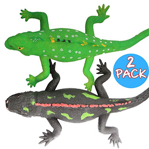 Valefortoy Lizards Toys,Super Stretches Material Tpr,9-Inch Rubber Lizard Figure Realistic Set(2 Packs) For Party Favors Boys Kids Learning Study-Bathtub Toy-Gecko Iguana #TOP4
