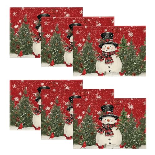 Artoid Mode Schneemann Rot Schals Kiefern Weihnachten Platzsets 6er...
