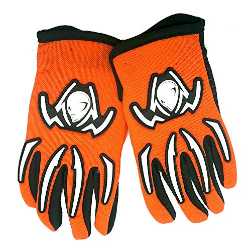 Wow Youth Motocross Helmet Bmx Mx Atv Dirt Bike Helmet Spider Web Orange + Goggles + Martian Orange Glove Kids Bundle #TOP6