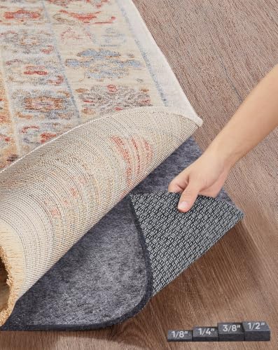 Veken Non Slip Cushioned Rug Pad Gripper, Felt and Silicone Backing, 8 x 10 Ft, 1/4 inch Thick...
