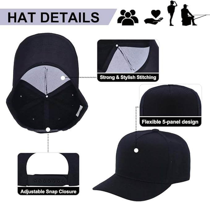 Image of 5-Panel Baseball Cap for Workouts, Hiking, Outdoor Sports, Customizable DIY Design, All-Season Comfort Fit, Adjustable