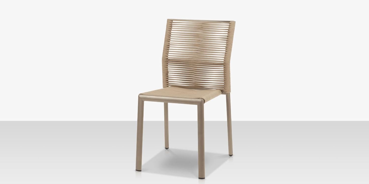 Avalon Aluminum Frame Patio Dining Side Chair in Pewter Rope