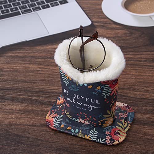 Image of Plush Fluffy Lined Anti-scratch Eyeglasses Holder Protective Glasses Stand Case