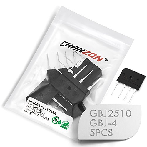 Image of (Pack of 5 Pieces) Chanzon GBJ2510 Bridge Rectifier Diode 25A 1000V GBJ-4 (SIP-4) Single Phase Full Wave 25 Amp 1000 Volt Electronic Silicon Diodes