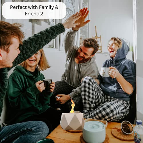 Tabletop Fire Pit – Smokeless & Odor Free Mini Fire Pit – Indoor & Outdoor Smores Maker – Portable Tabletop Fireplace – Modern Durable Concrete Fire Bowl – 1 Hour Burn Time – White #TOP3