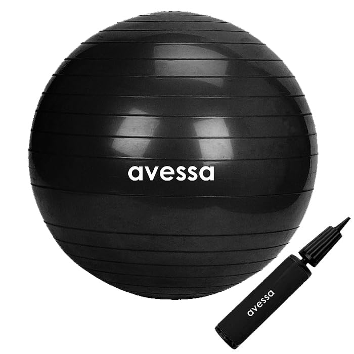 Avessa Pilates Topu 55 Cm Siyah Pompalı