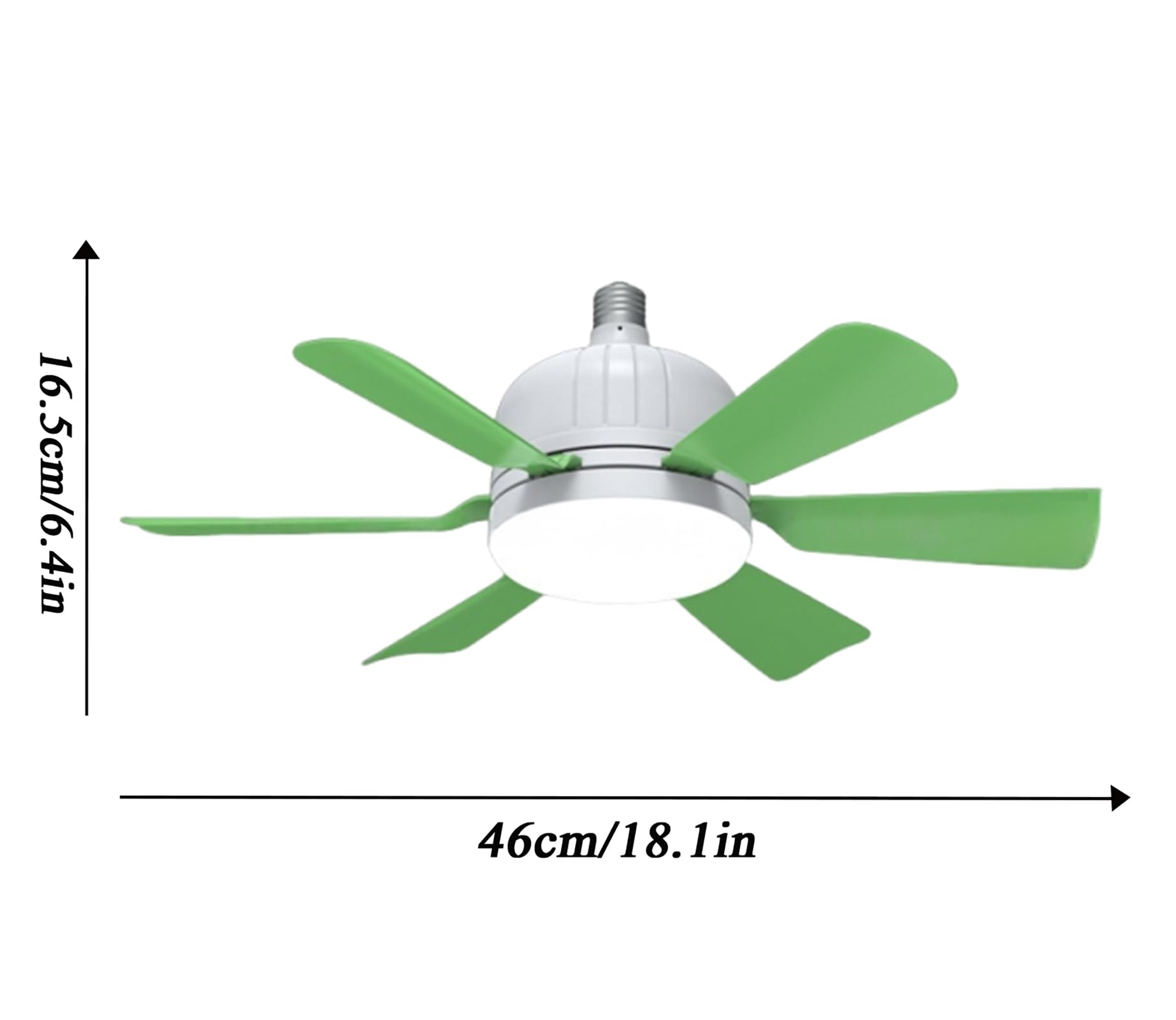 Wentylator sufitowy LED 46 cm z pilotem, gniazdo śrubowe E27, 3 prędkości wiatru, 3 tryby kolorów, funkcja timera, cichy silnik bezszczotkowy, 6-łopatkowy wentylator sufitowy do sypialni, salonu
