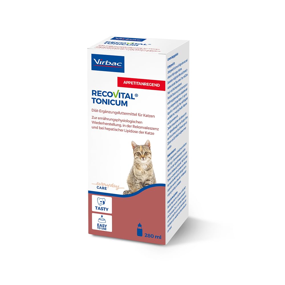 Virbac RecoVital Tonicum Cat | Confezione Doppia | 2 x 280 ml | Integratore alimentare liquido per gatti | Per il recupero nutrizionale e la convalescenza