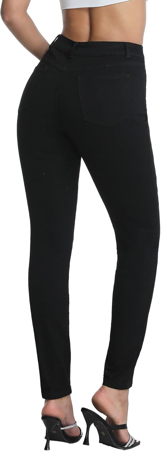 High Waisted Tummy Control Skinny Jeans for Women Stretchy Denim Jeggings with Front Seam - Image 2