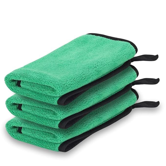 Image of Btag Microfiber Cleaning Cloth, 40x40 cms 600 GSM | Highly Absorbent,Lint and Streak Free, Multi-Purpose Wash Cloth for Kitchen,Car,Window,Stainless Steel,Silverwear(Green 40x40cms) Pack of 3