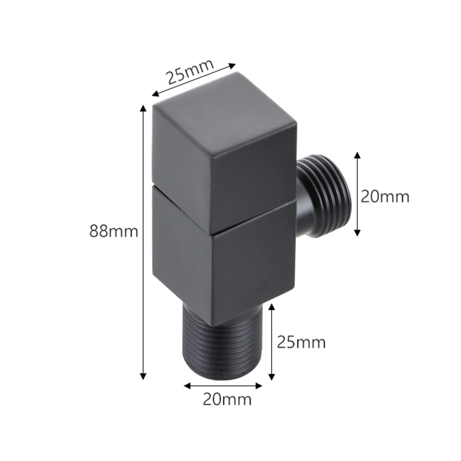 TTDGYYXW Ventil schwarz Wasserventil 1/2 Zoll G1/2" Absperrventil Eckventil Messing wandmontiertes quadratisches Badezimmer-Küchenanschlussventil, schwarz (Nero)