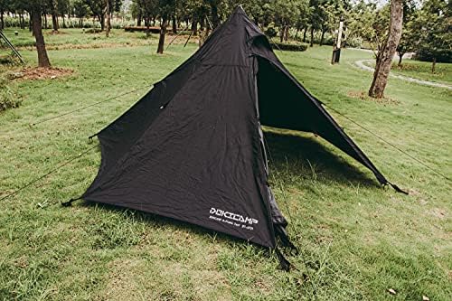 Tipi Hot Tent with Wood Stove Jack, Double Door Design with Removable Mesh Inner Tent for 1 Person Teepee Camping Tent 75D210T PU3000mm for Backpacking Hiking Fishing Canoeing Travel (Black)