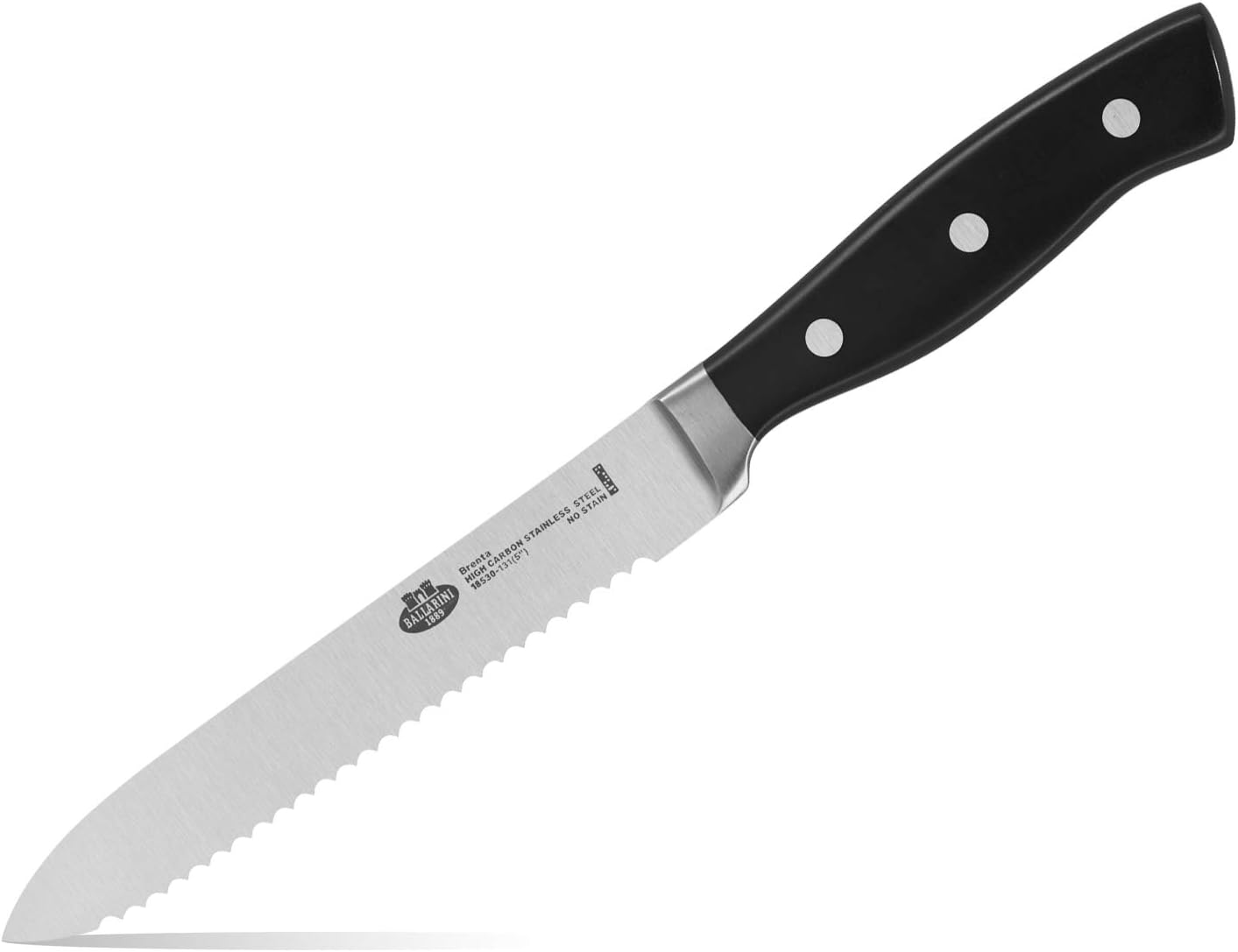 BALLARINI 18530-133 Brenta Serrated Utility Knife, 5-inch, Black