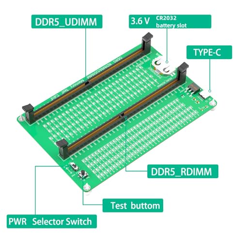 DDR5 Memory Tester with LED Indicators for Desktop Computer DDR5 RDIMM/UDIMM Memory Failures Test Board