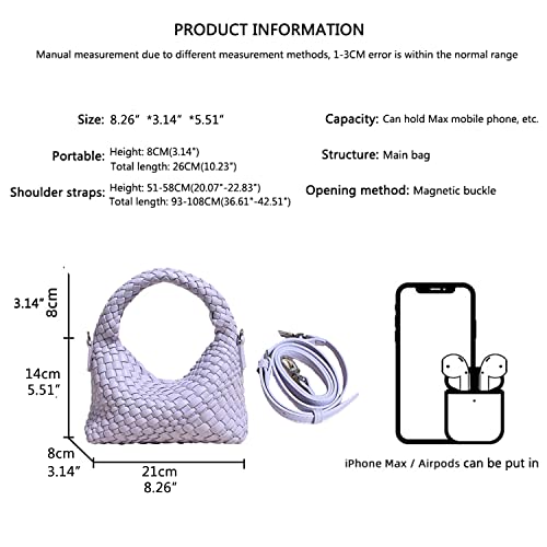 Image of Small Hand Woven Handbags for Women Shoulder Crossbody Bag Girls Purses Cassual Top Handle Bags Hobo Curved Tote Phone Bag (Rock Green)