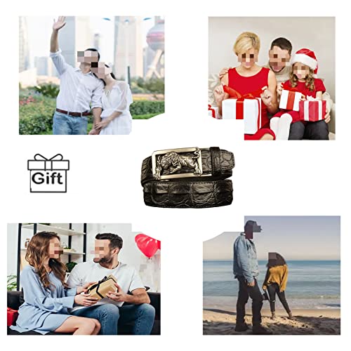 Belt Men,Ratchet Leather Mens Carvedvintage Tiger Buckle ​Novelty Dress Jeans Belt,Black b,120CM/47.3''4