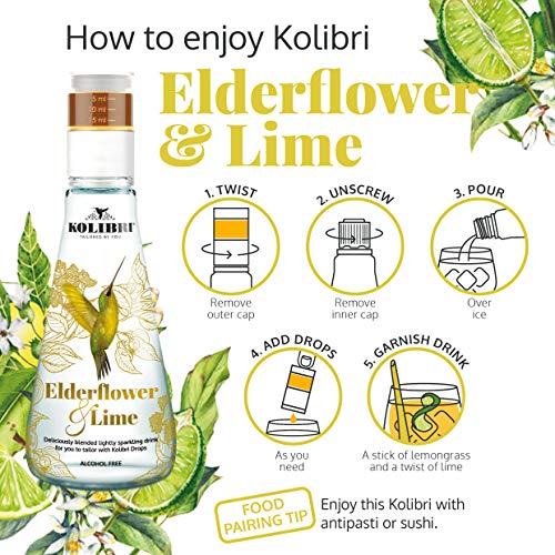 Naturally Flavored Sparkling Water by Kolibri - for Non Alcoholic Drinks and Cocktail Mixers with Low Glycemic Agave Syrup - Botanical Bubbly, Fizzy Natural Spring Tonic Water for Mocktails (6 Pack)