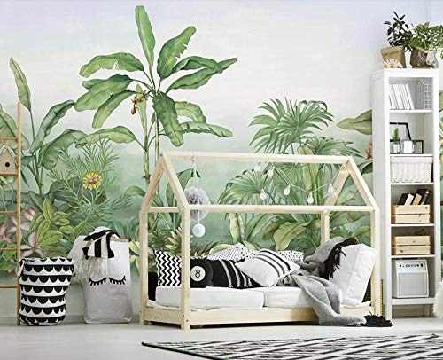 Papier peint 3D pour masquer mur blanc salon fond TV jungle