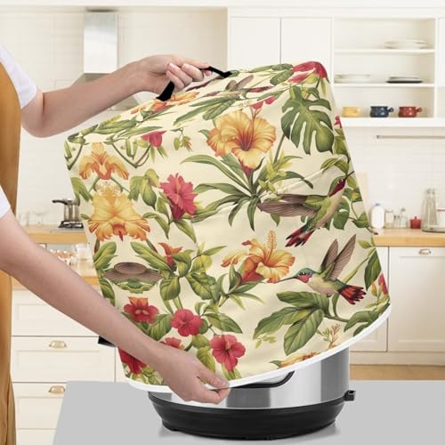 Image of Cozeyat Flower Hummingbird Kitchen Decor Accessories Appliance Dust Cover for Electric Pressure Cooker /Air Fryer /Rice Cooker /Steamer /Toaster,Pressure Cooker Cover 3 qt