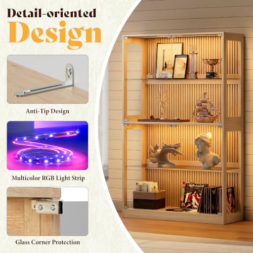 Image of AMERLIFE 45-Inch RGB Display Cabinet with Glass Doors