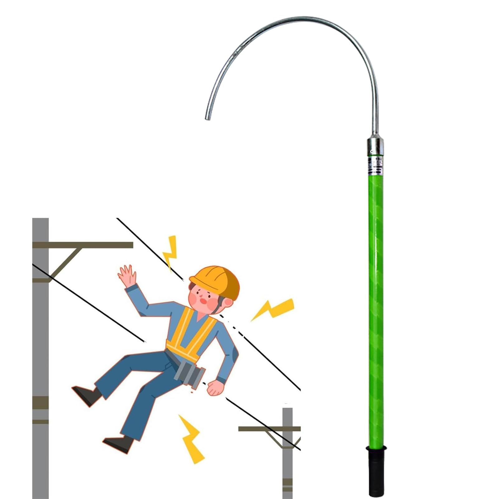 GTHTUHFD Insulated Rescue Hook For High-Voltage Work, Fire Service Rescue Hook For Electricians, For Substations/Fire Brigades/Construction Sites, Portable Rescue Pole For Electri,size_name-1m/3.3ft