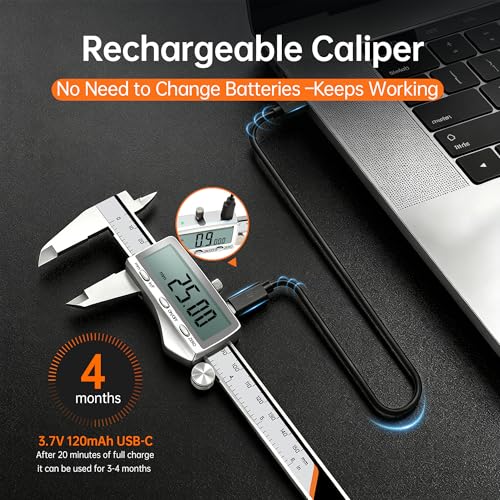 Calibrador digital de acero inoxidable con batería recargable 4