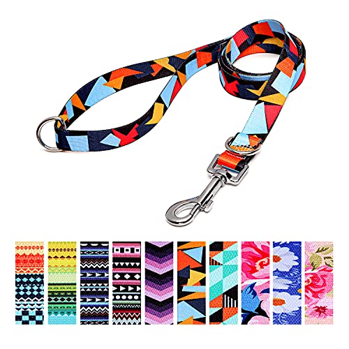 Suredoo Guinzaglio per Cani, Nylon Resistente e Leggero con Motivi alla Moda, Regolabile Guinzaglio Addestramento per Cani di Taglia Piccola Media e Grande, 120x2cm (Blocco Colore)