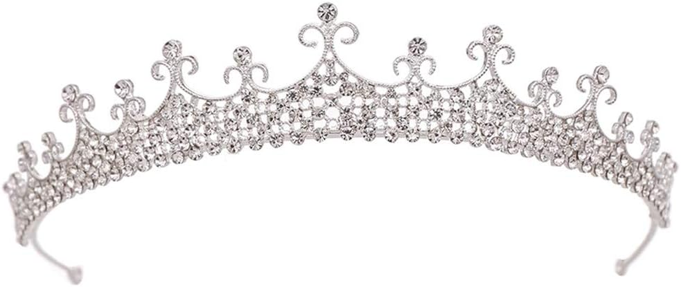 JJZXD シルバーファッションクラウン結婚式のヘアアクセサリークイーン