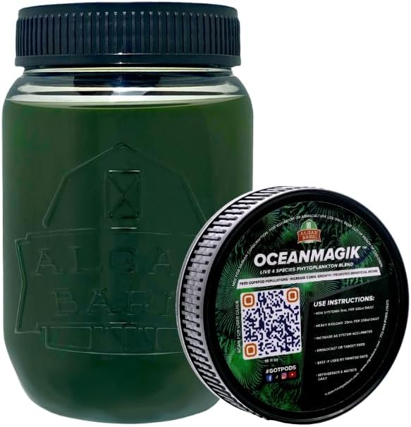 OceanMagik Live Phytoplankton Blend - Tetra x Nanno x Iso x Thal Phyto Coral, Reef, Fish & Copepod Food (8oz)