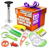 10 Pcs Fruit Slicer Set Fruit Cutting Tools - Pineapple Corer and Slicer Kiwi Cutter Apple Slicer and Corer Cantaloupe Cutter Strawberry Huller Watermelon Cutter Slicer Tool - Banana Cutter Slicer