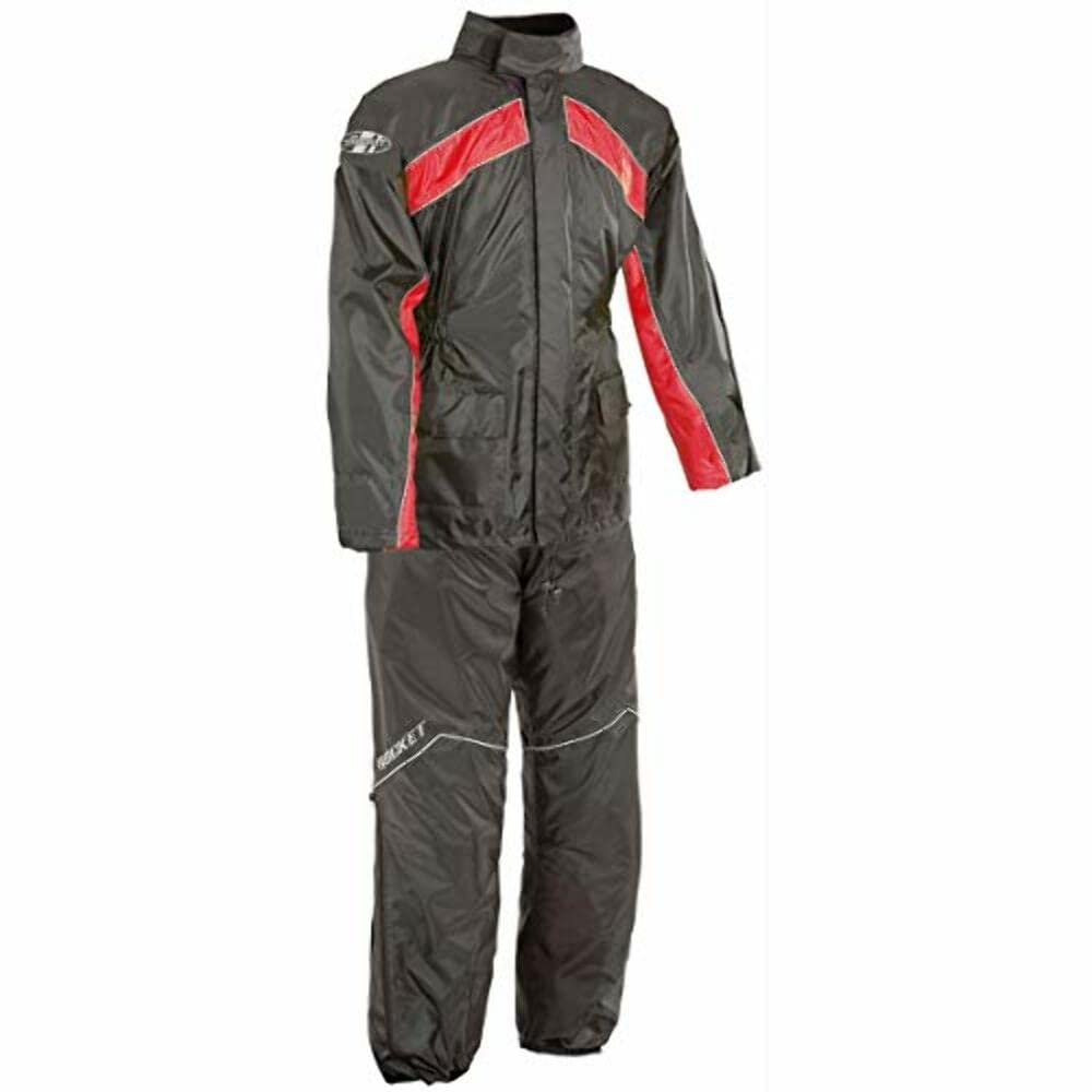 Joe Rocket RS-2 Two-Piece Men's Street Motorcycle Rainsuit - Black/Red/Small