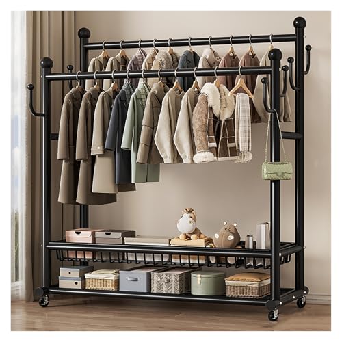 Stendibiancheria a 3 livelli, con ali regolabili, per interni ed esterni, ad alta capacità, facile da montare (nero, 150 x 170 x 38 cm)