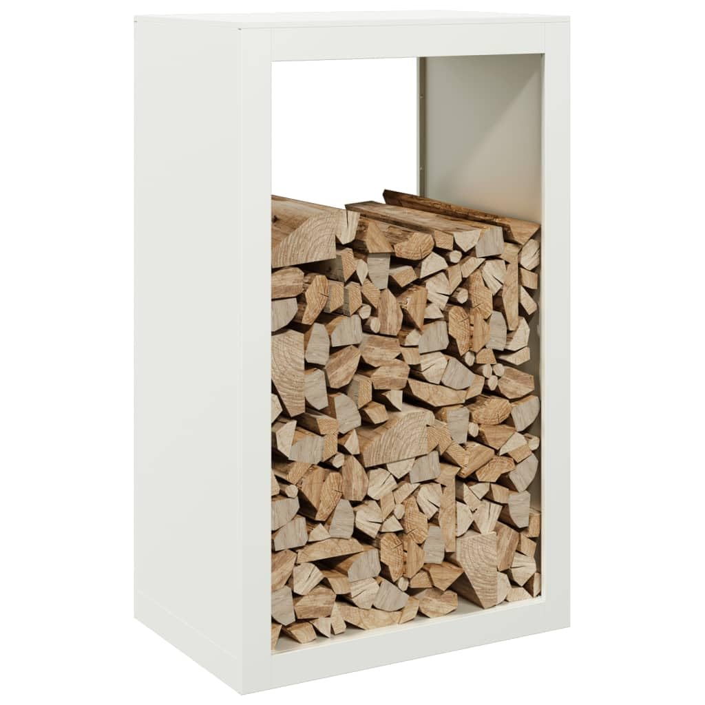 Brennholzregal Weiß Stahl 60x40x100 cm Kaminholzständer für Innen Außen Terrasse Balkon mit viel Stauraum und robuster Aufbewahrung für Holz Kamin Ofen